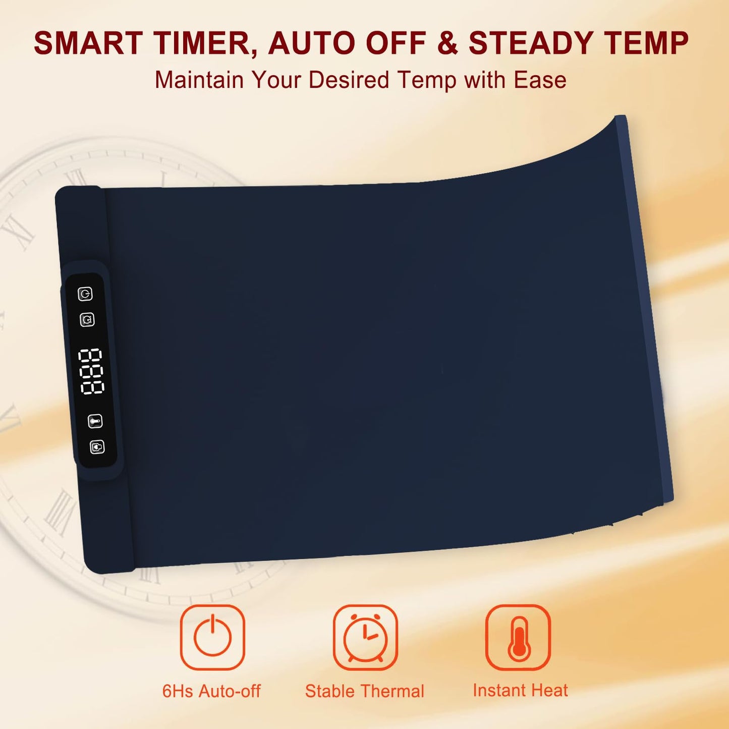 Warming Mat for Food, Food Warming Mat, Portable Electric WarmingTrays Buffets for Buffets Party and Home Daily Use, Heating Fastly in 10s, 5 Temp Levels Timed Function (Black)