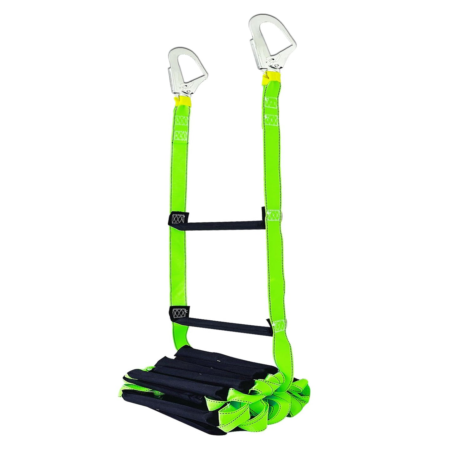 Fire Escape Ladder with 2 Heavy Hooks, 26.5 Feet Emergency Fire Ladder for 2-3 Story Homes, Reusable Safety Rope Ladders for Balcony Railing Treehouse, Green
