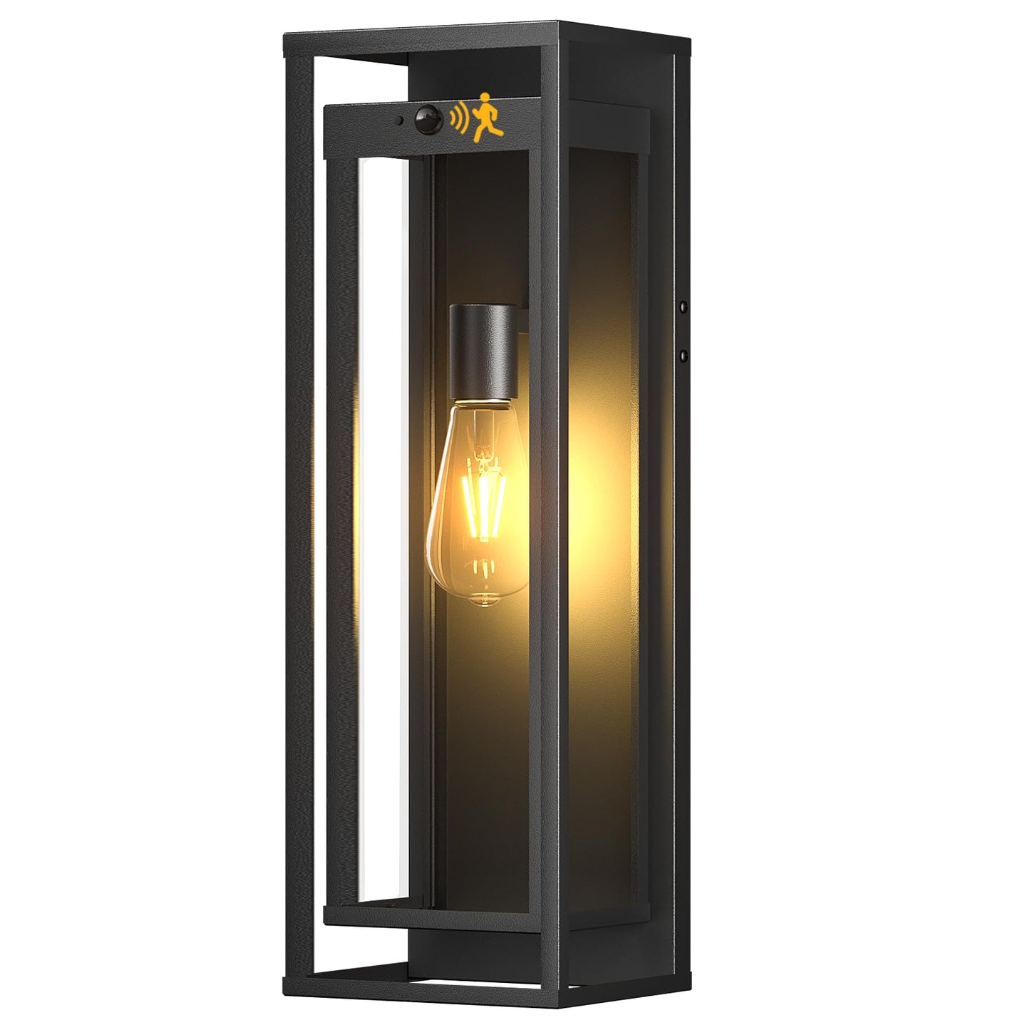 Siafavoi Large Motion Sensor Outdoor Lighting-20In Dusk To Dawn Modern Waterproof Sconce Wall Mounted E26 Black Porch Lights Exterior Lighting Fixture For Coach Doorway Patio