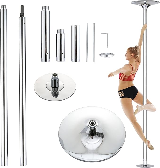 UMEKEN Spinning Static Dance Pole Portable Removable Adjustable 45mm Dancing Pole for Home Exercise Club Party Pub, Dancer...
