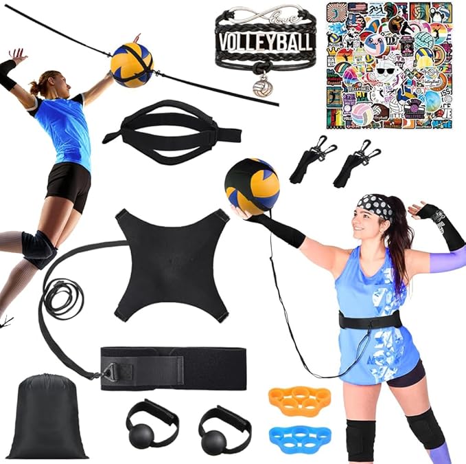 ENERACES Solo Volleyball Trainer: All-in-One Volleyball Training Equipment with Rebounder for Serving, Spiking & Setting P...