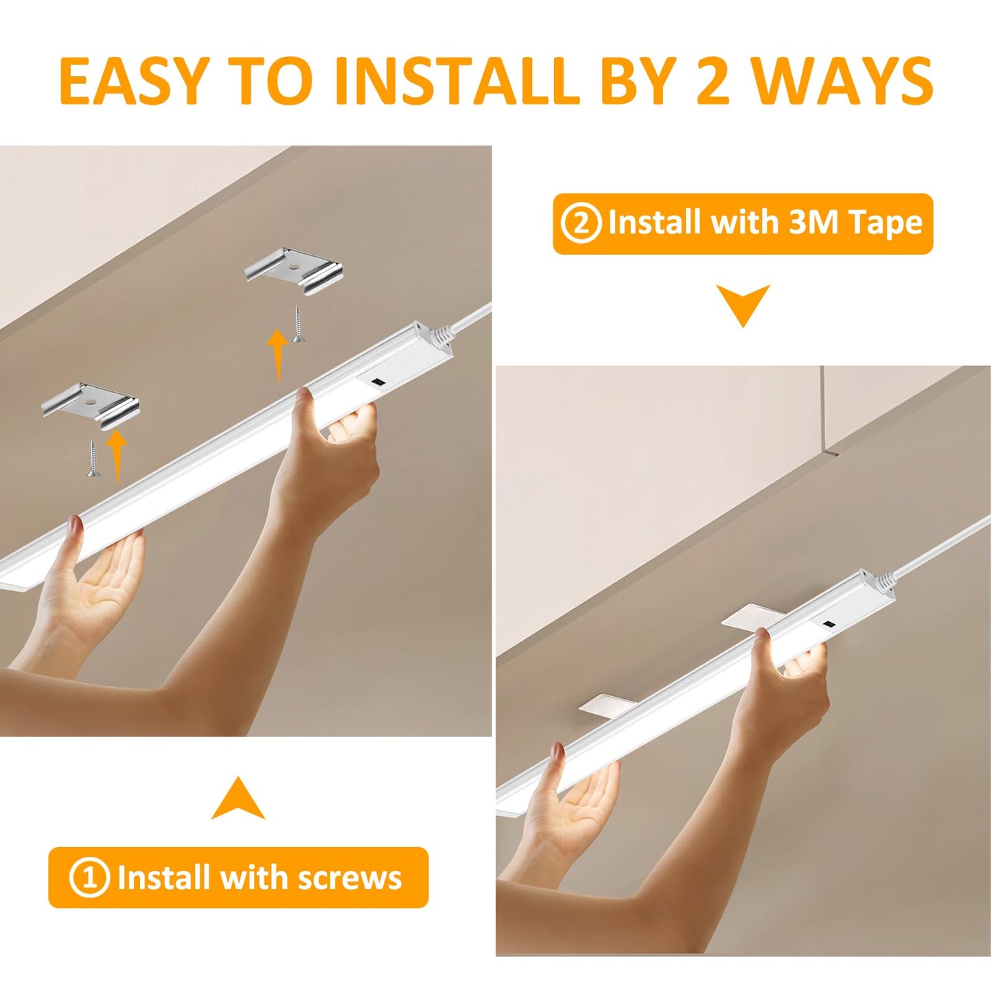 16 Inch Under Cabinet Lights With Hand Wave  2 Pack Under Counter Light With Dimmable And Colour And Brightness Adjustable Over The Sink Lighting Led For Kitchen Cabinet With Wire And Plug  Cupboard