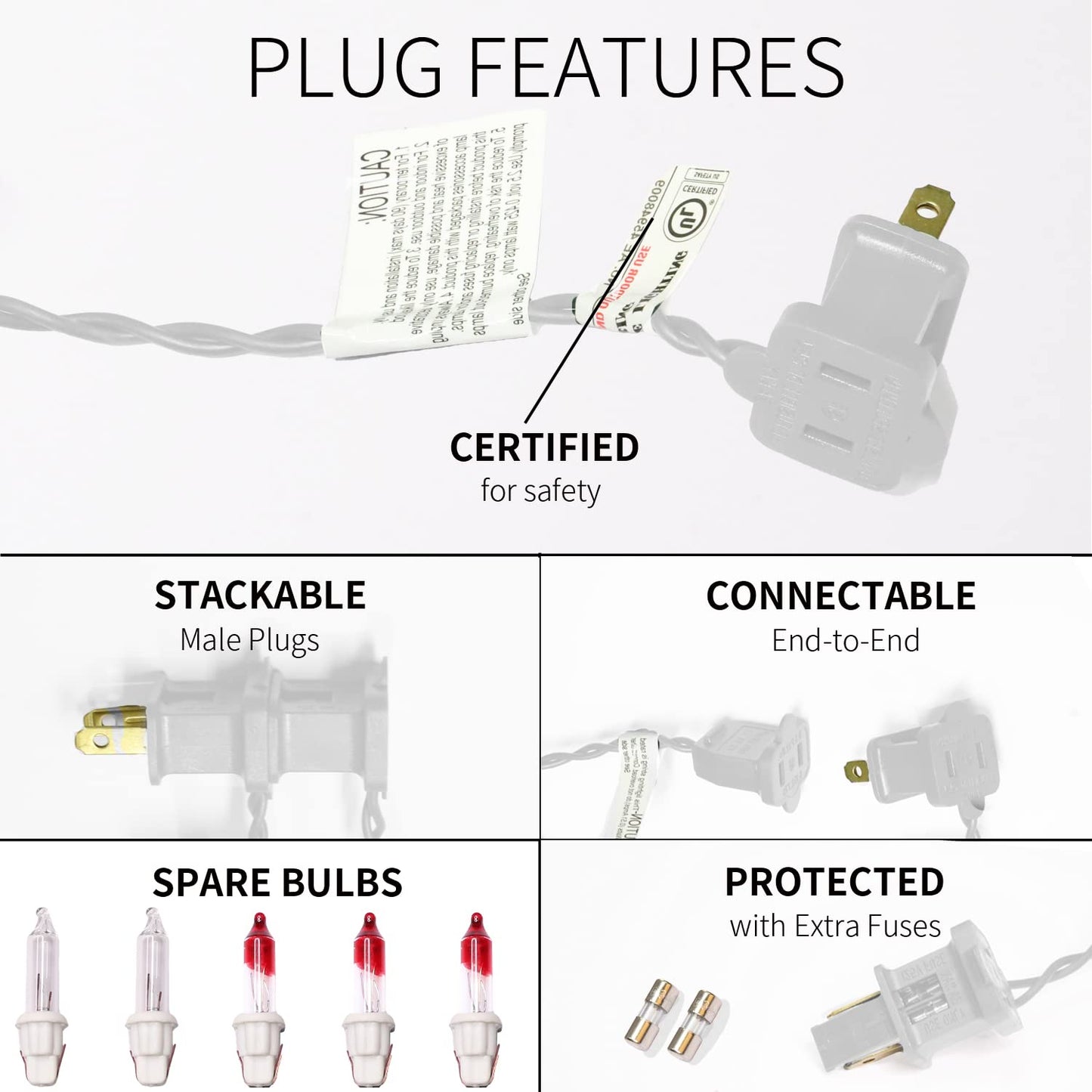 JUSTPRO Mini String Lights 150 Count Waterproof Warm White 9.72m UL Certified White Wire Clear Model HP-150-3/SB
