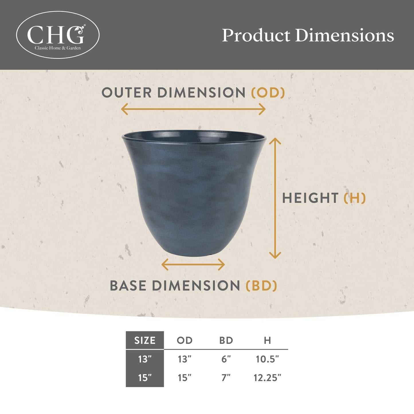Classic Home and Garden by Growscape Honeysuckle Resin Planters - Lightweight Indoor & Outdoor Plant Pots - UV-Resistant Plastic Flower Pots - Pot Planters for Flowers & Herbs (13" Tequila Sunrise)
