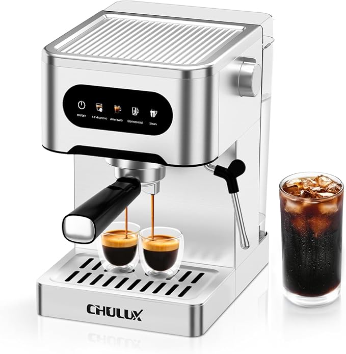 CHULUX Touchscreen Espresso Machine with Steam Wand, 20 Bar Cold Brew Espresso Coffee Maker with 50oz Water Tank for Cappucino, Latte, Americano