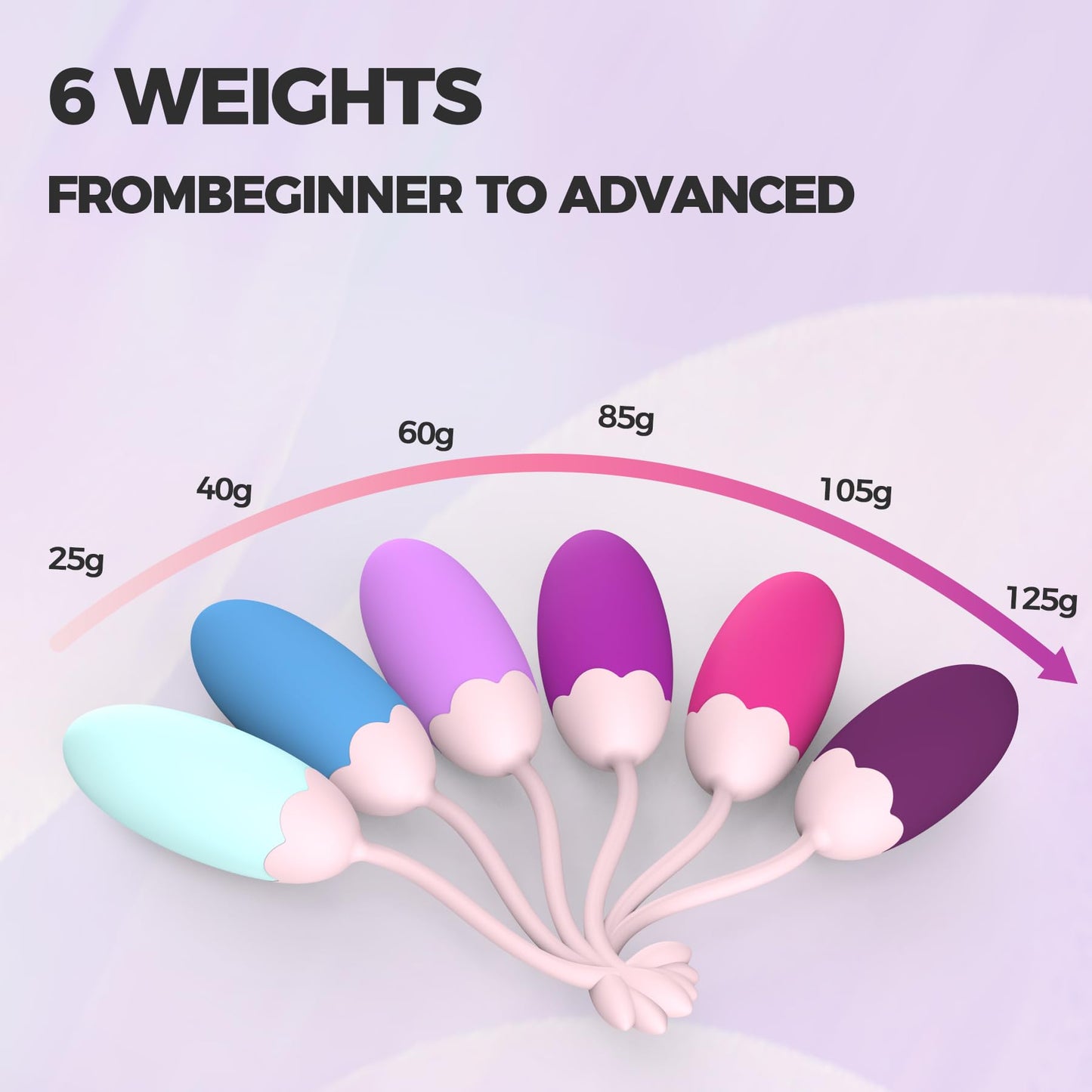 FENHUA Kegel Exercise System–Pelvic Floor Strengthening- Set of 6 Premium Silicone Kegel Exercise Weights & Control with Training Kit for Women: Beginners & Advanced