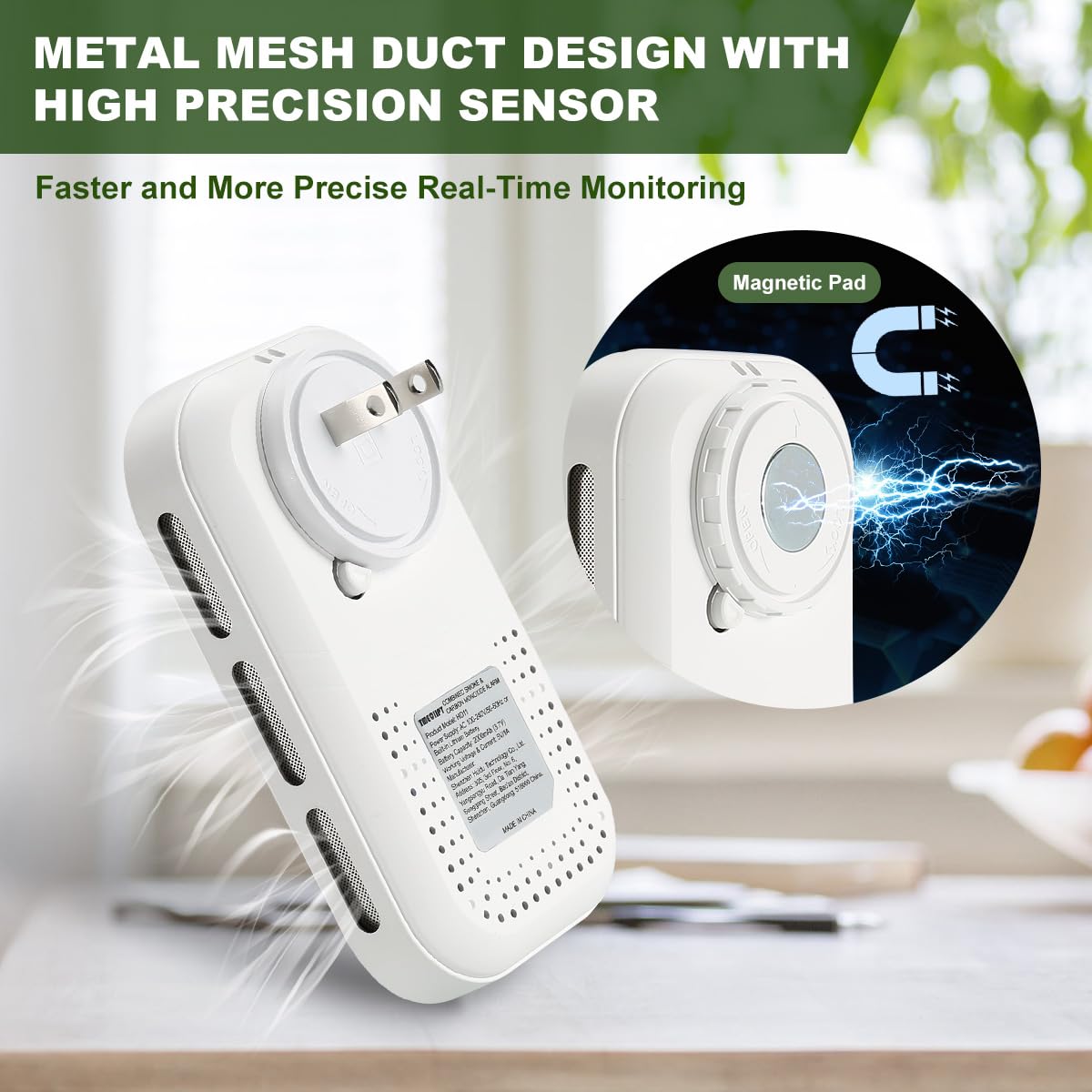 Smoke and Carbon Monoxide Detectors Plug in Wall, 4-in-1 CO Detector Smoke Alarm Humidity & Temp Meter, Portable Carbon Monoxide Alarm HD Screen, CO Monitor for Home Travel Hotel Camping RV (White)