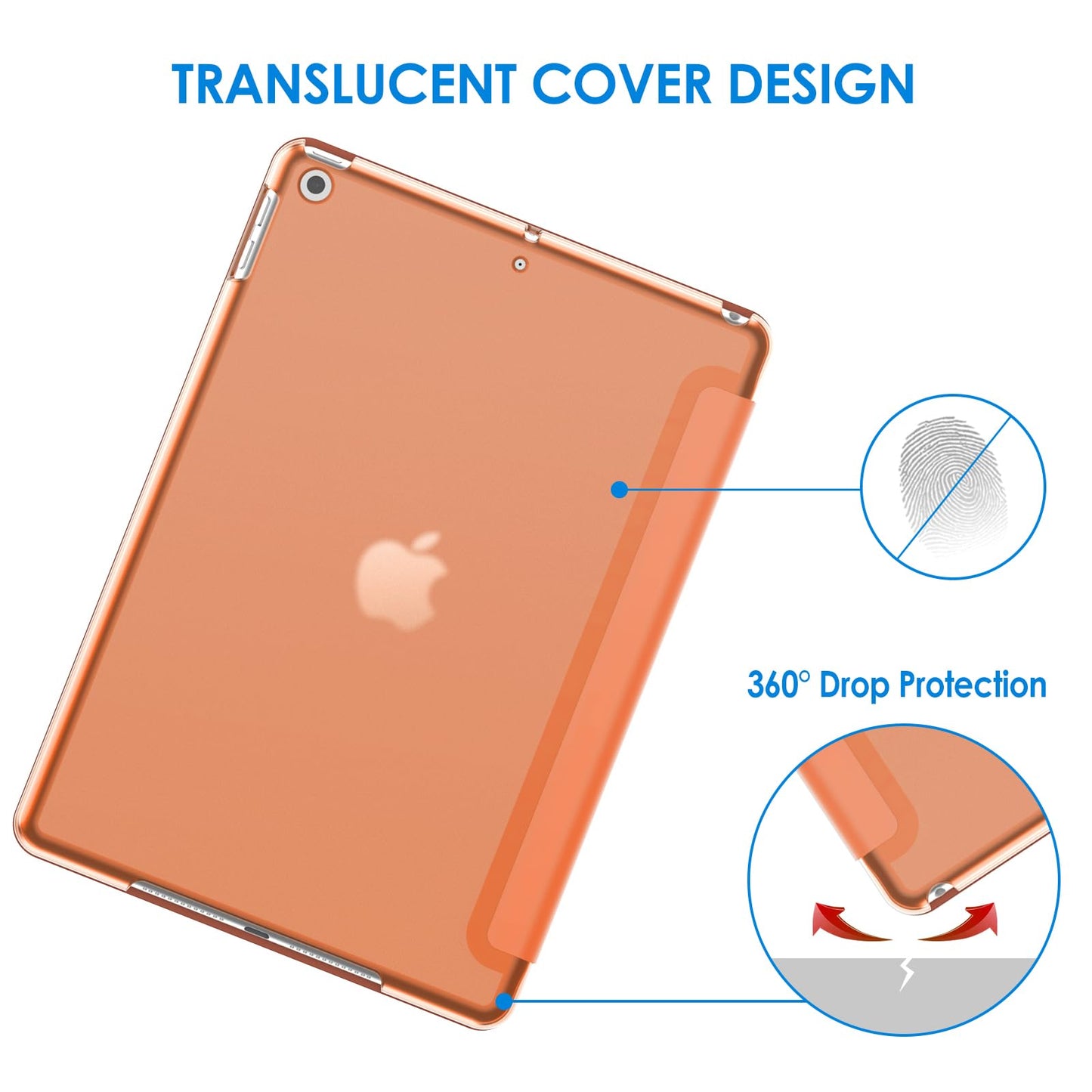Jetech Case For Ipad 10.2-Inch (2021/2020/2019 Model, 9/8/7 Generation), Auto Wake/Sleep Cover (Papaya)