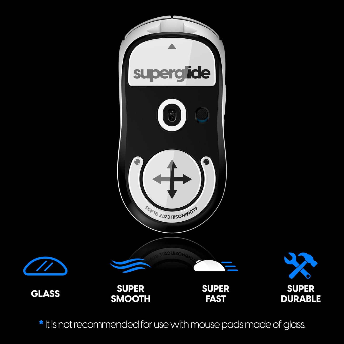 Superglide Glass Mouse Skates for Logitech G Pro X Superlight (Type-S, White) - Ultra Smooth Glide, Polished Round Edge, Compatible with G Pro Superlight 2, Superlight Mouse Skates