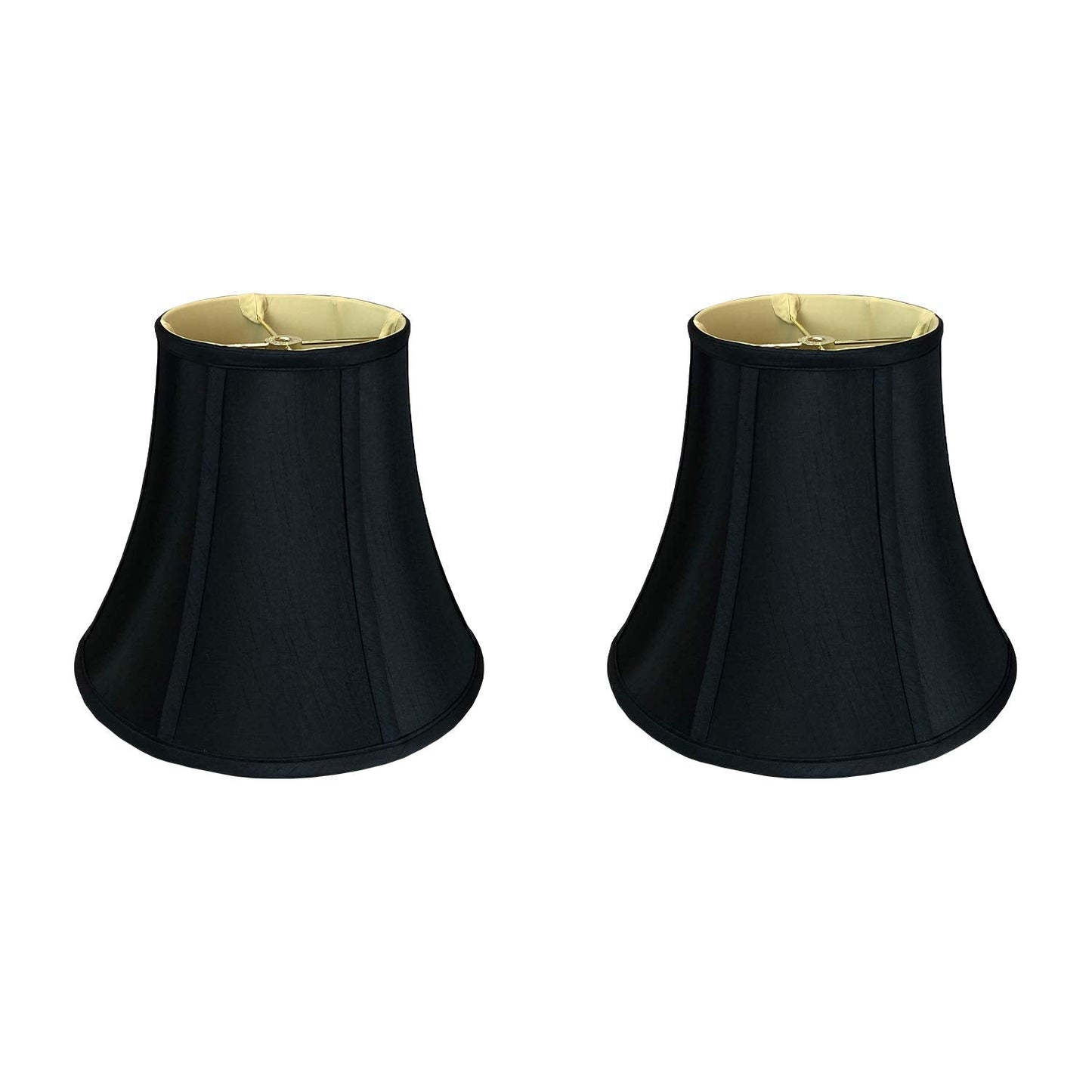 Royal Designs, Inc. True Bell Lamp Shade, Faux Silk, 7in x 14in x 11.5in, Black, 2-Pack, Model BSO-704-14BLK