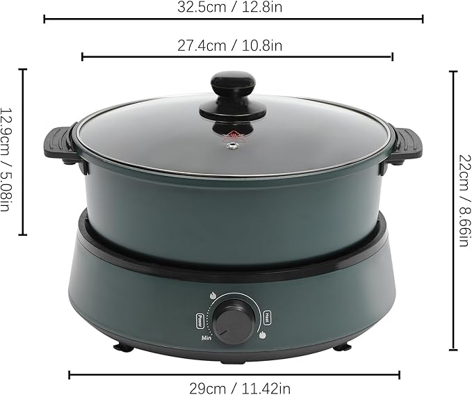 4L/4.2Qt Electric Hot Pot,Portable Electric Pan 1350W,Non-Stick Electric Skillet 1-5 People,Multi-Cooker for Parties, Barbecues,Camping,Travel (Green)