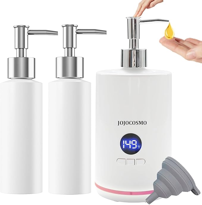 Massage Oil Warmer, Professional Lotion Warmer Heater,Automatic Massage Bottles Warmer Heated Oil Lotion Cream for Salon, Barber Shops, Home, with Two Oil Bottle Dispenser