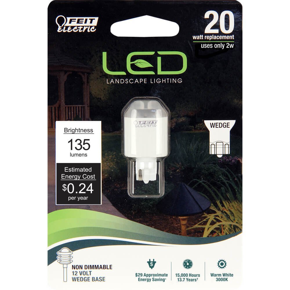 Feit Electric 2W Led Bulb, Dimmable Wedge Base, 20W Equivalent, 3000K Warm White, Model Lvw18/Led, 135 Lumens,
