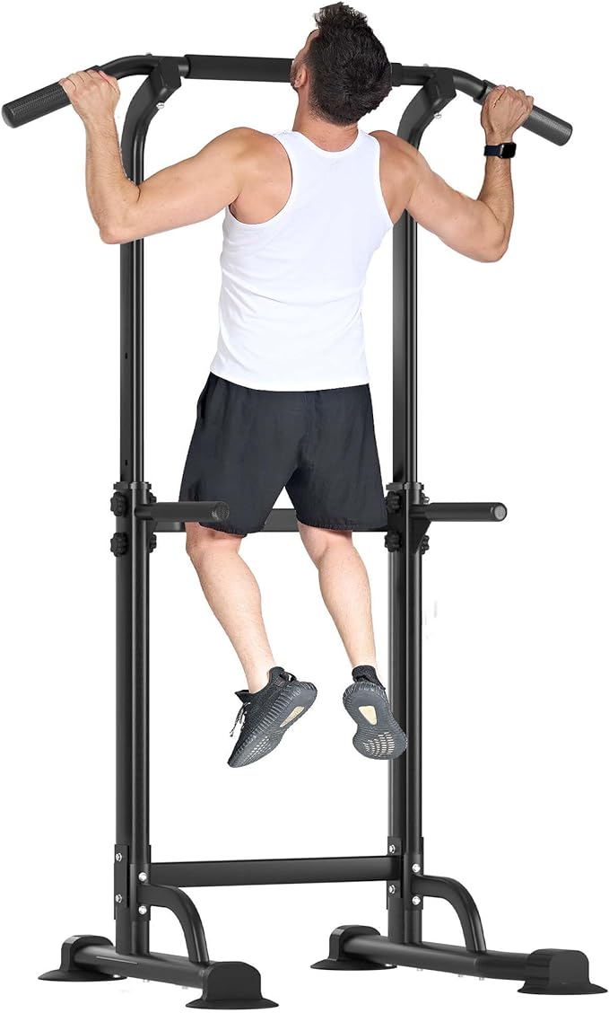 Adjustable Pull Up Bar Free Standing, Pull Up Dip Station with 10 Height Levels, Multifunction Dip Station Home Gym, Dip S...