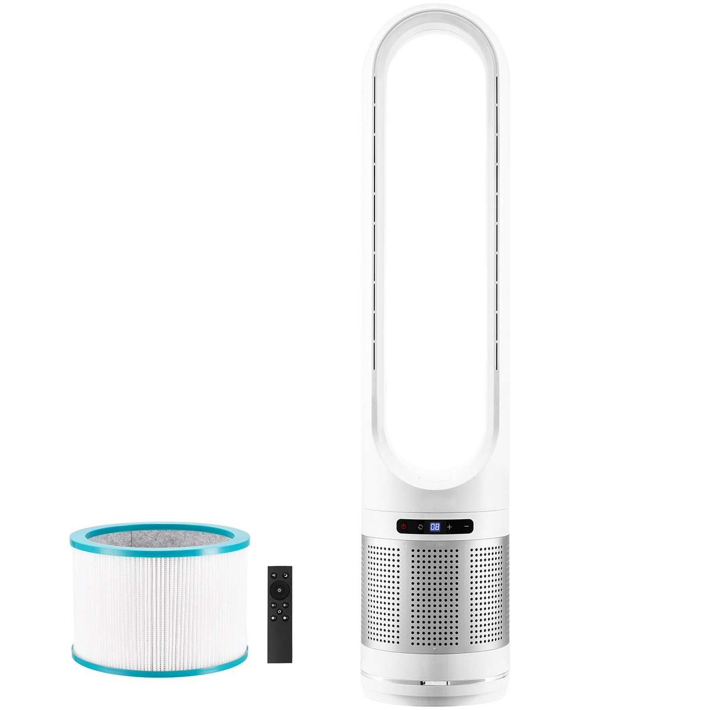 Vevor Tower Fan Bladeless, 15.4Ft/S Velocity Floor Fan That Blows Cold Air, 80 Oscillating 8-Speed Fans, 8H Timer, Standing Fans