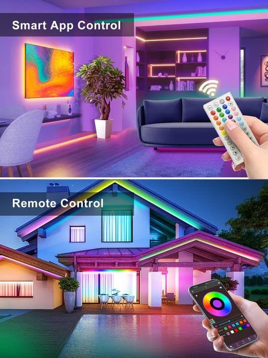 Ledagic RGB LED Neon Rope Lights, 100ft, IP65 Waterproof, Remote/App Control, Plastic, White, Model LedNeon002-4