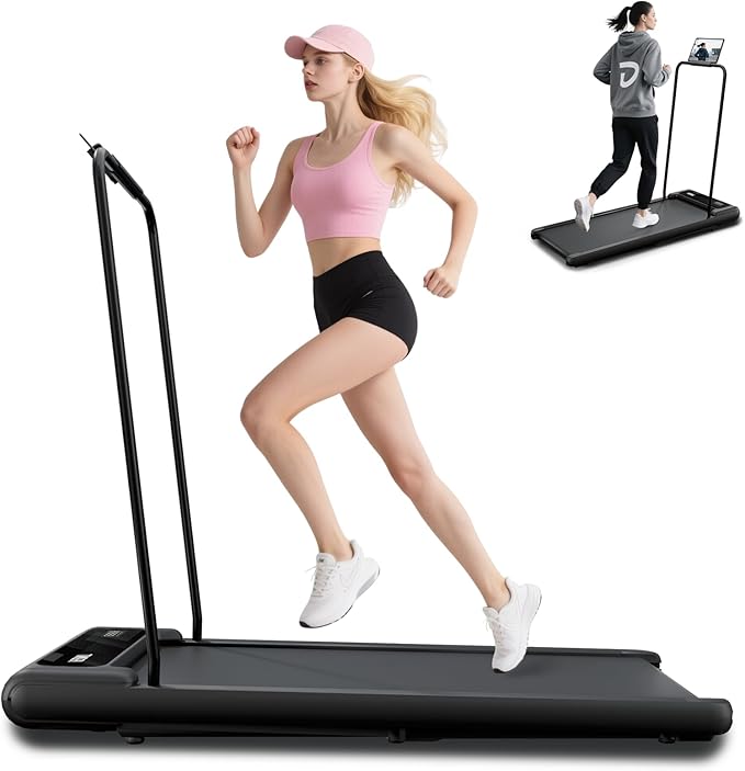 Treadmill with Handles, 2.5HP Walking Pad Treadmills with Handle Bar, Under Desk Treadmill with Remote Control LED Displa...