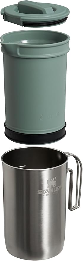 Stanley All In One French Press Coffee Maker 32 oz | 5 Minute Brew, 4 Hours Hot | Mesh Filter for Coffee Grounds | Insulated Stainless Steel French Press | BPA-Free | Stainless Steel Shale