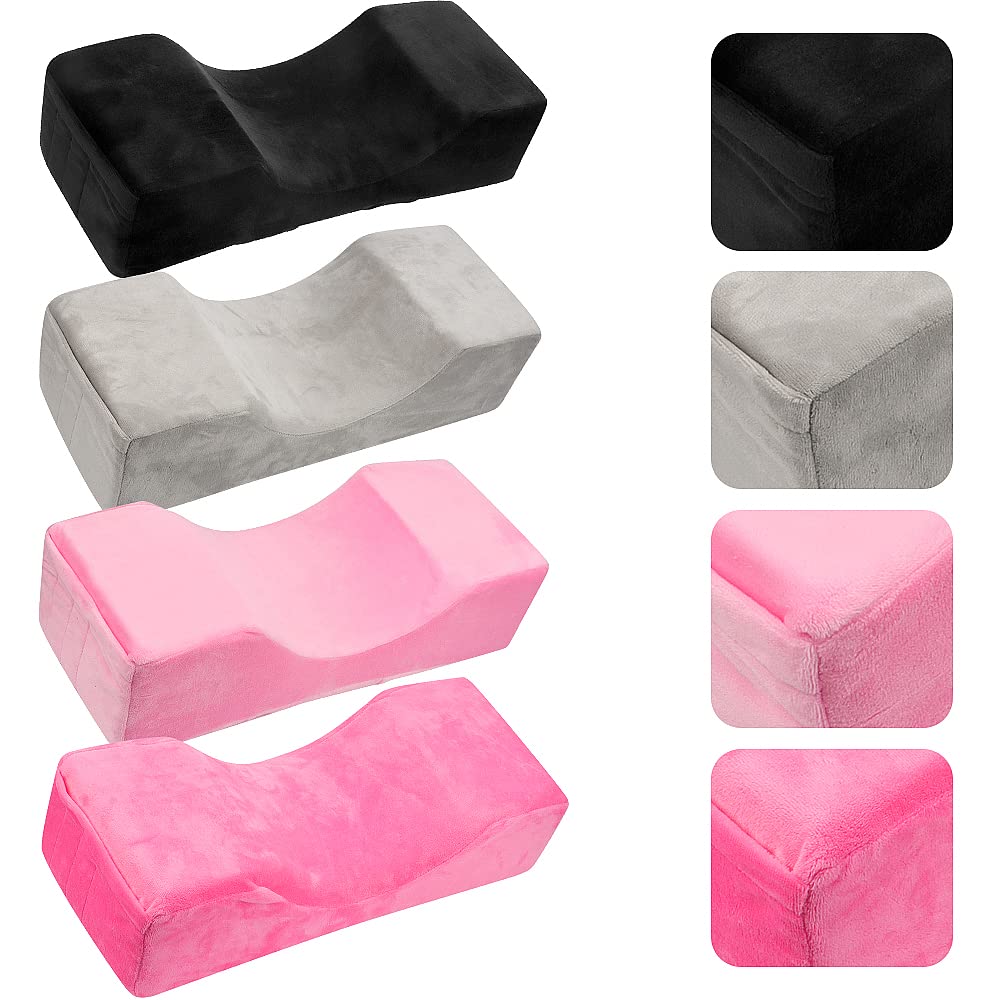 Mekupeu Eyelash Extension Velvet Lash Pillow Beauty Salon Memory Foam Neck Pillow for Lash Extension Grafting Make Up (Black)
