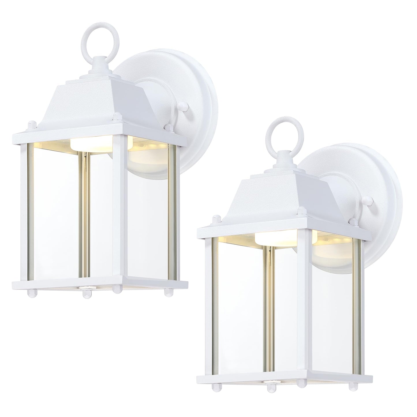 LIT-PaTH Outdoor LED Wall Lantern, 9.5W 800 Lumen, Aluminum, 3000K, Matte White Finish, 2-Pack, Model LT-WL001