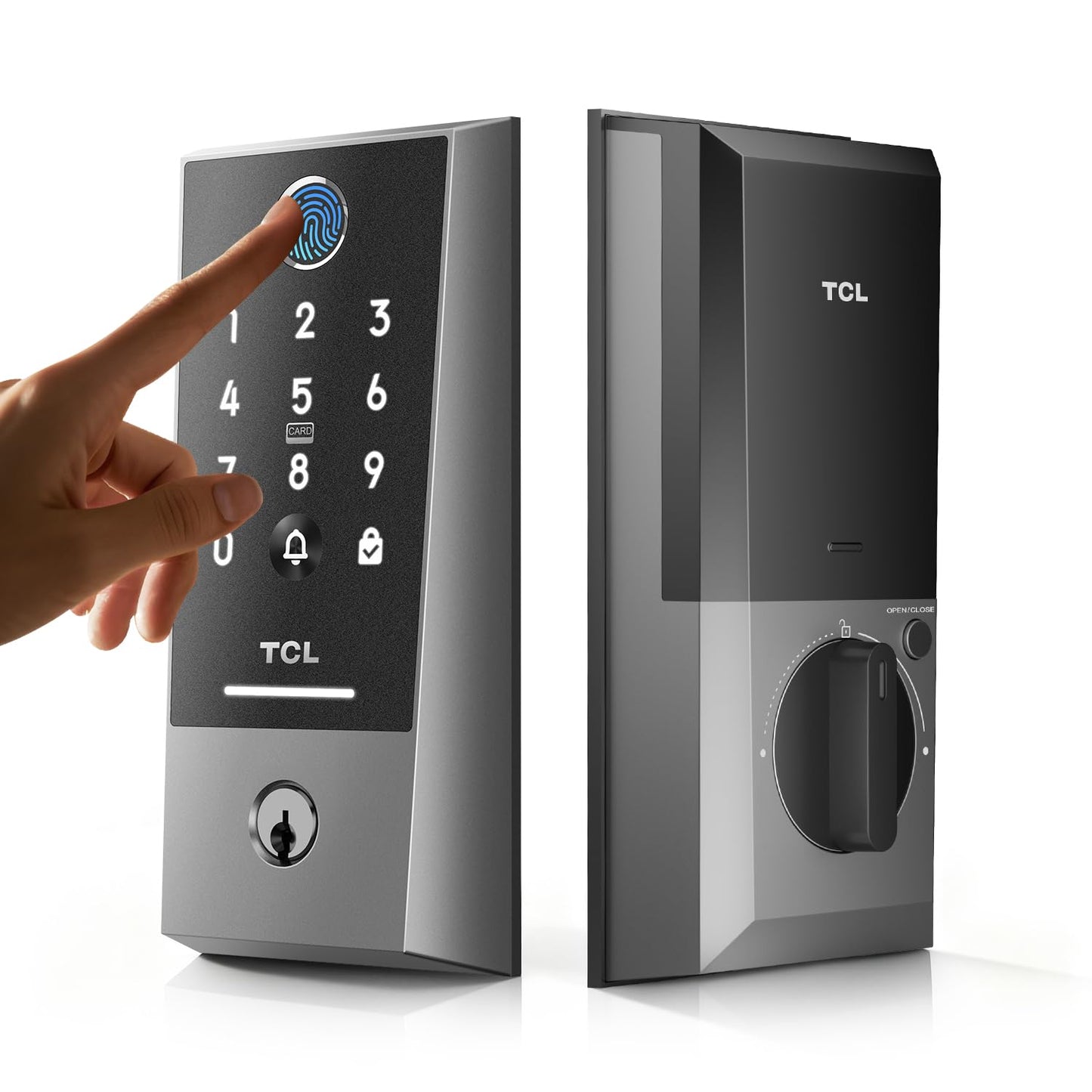 TCL D2 Plus Smart Lock, Fingerprint Door Lock, Built-in Doorbell & Wi-Fi, No Hub Needed, Keyless Entry Electronic Deadbolt for Front Door, Compatiable with Alexa&Google Assistant, Auto Lock