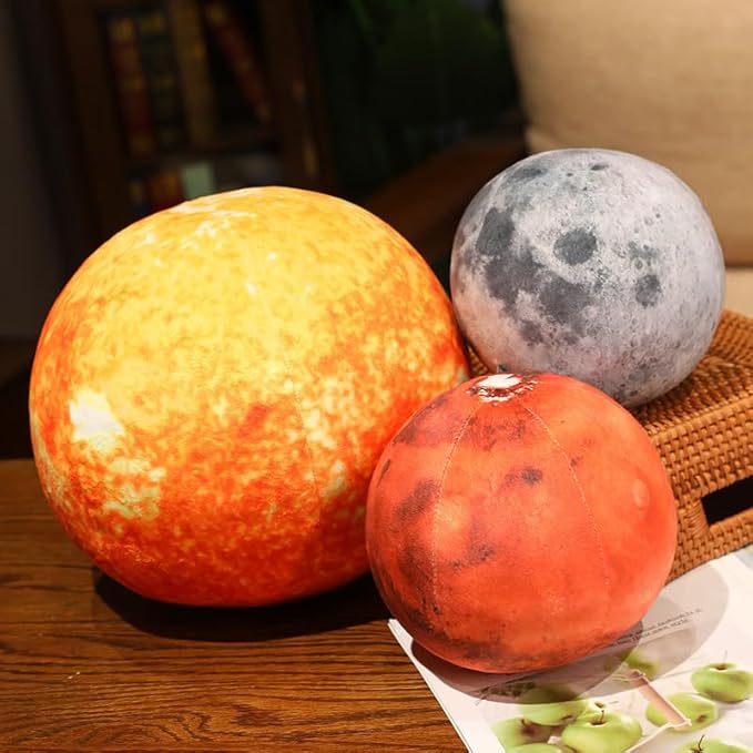 Ultra-ealistic 3D Planet,Moon,Earth,The Sun,Pillow Plush Toys,for Kids Teens Adults, for Teachers and Parents, Educational Toy Learning, 10.6 in (The Sun)