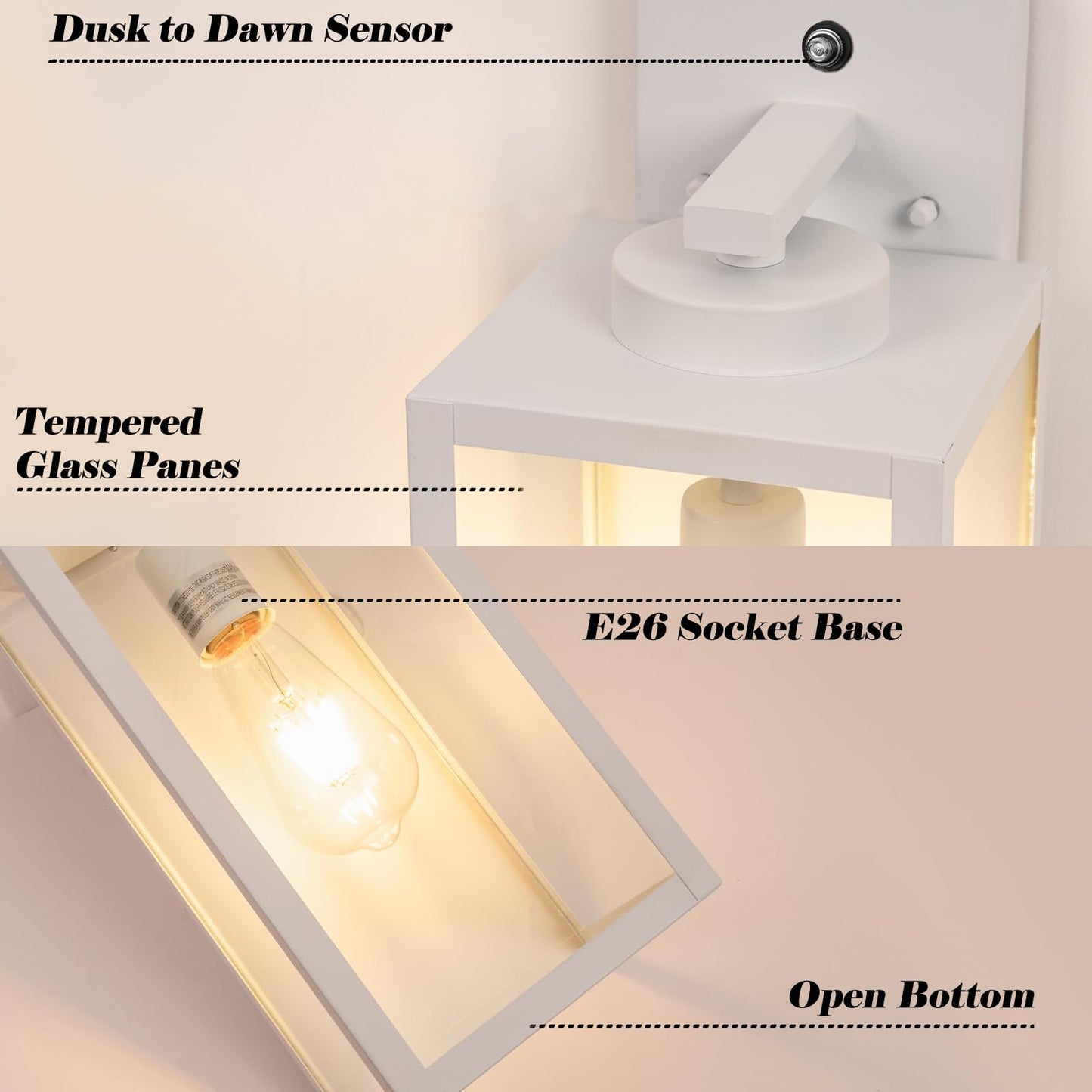 Yolsunes 16-Inch White Dusk To Dawn Outdoor Wall Light Fixtures  Exterior Waterproof Wall Lanterns  Large Porch Sconces Lighting  Modern Outside Lights For House Patio Front Door Entryway  2-Packs