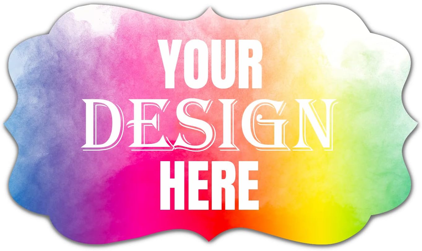 Custom Personalized Labels - 100-500 Stickers With Any Image, Logo, and Text for Business, Thank You Labels (Fancy Frame, 5x2 Inch)
