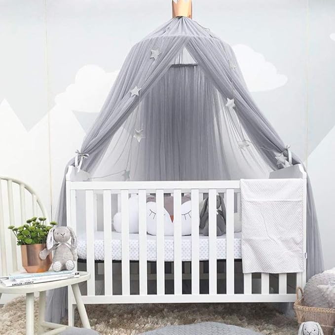 Bed Tent Net Mesh Bed Tent Stylish Breathable Canopy, Canopy Netting with Grey Pink Easy Setup for Bedroom Guest Room (Gray)