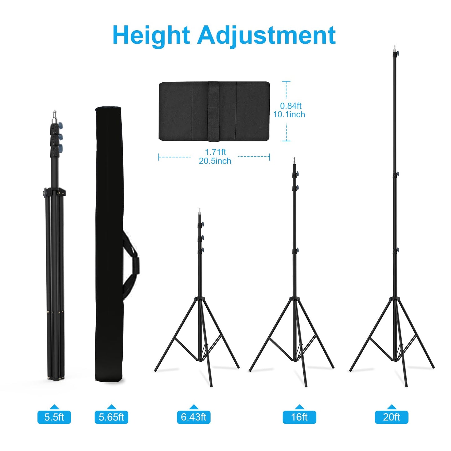 20FT/6M Tripod Stand - Heavy Duty Tripod Stand - Tall Tripods Air-Cushioned Telescoping Light Stand for Photography Overhead Shots, Action Camera, Sports(Aluminum Alloy)