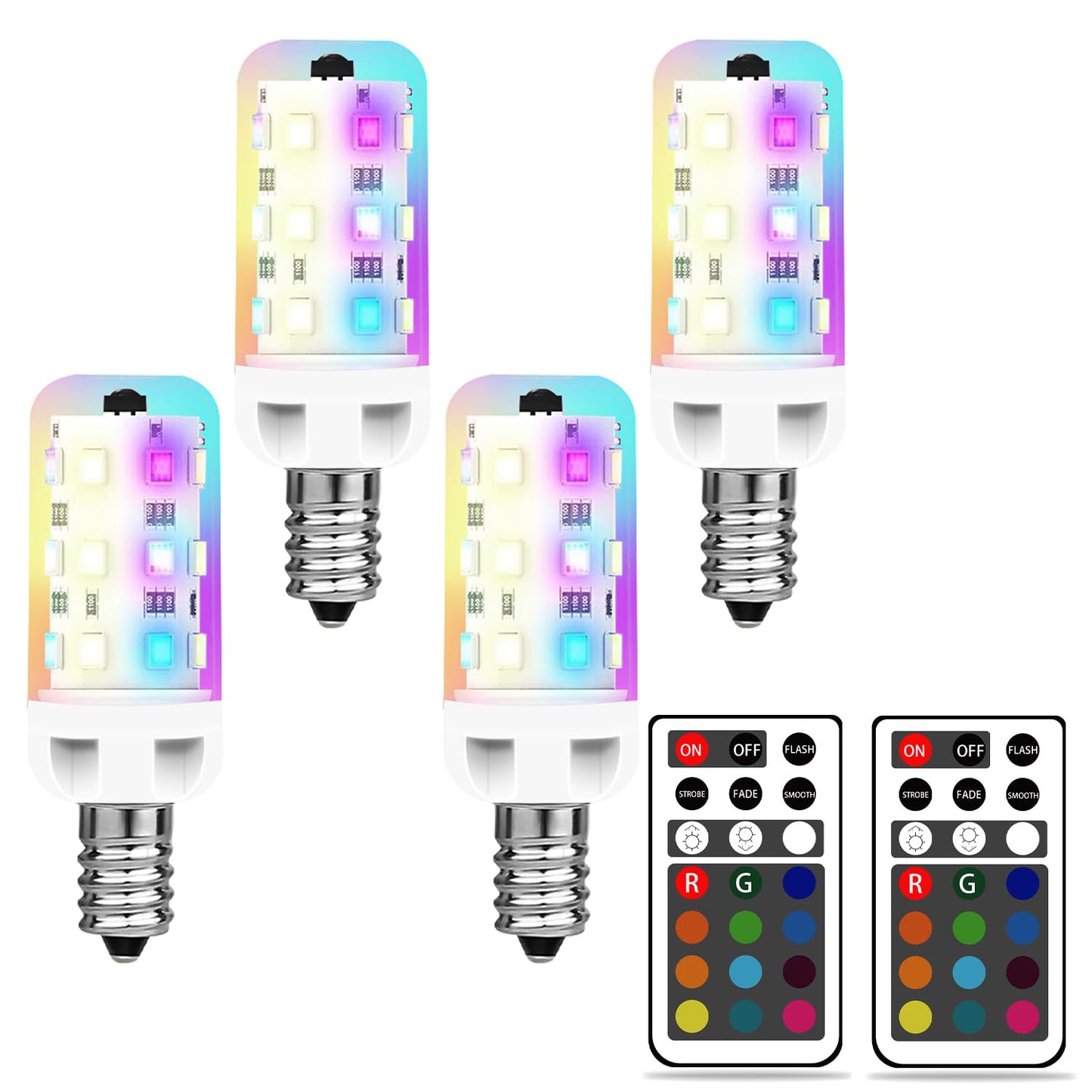 XRise E12 LED Bulb 2.5W Dimmable RGB+Warm White Color Changing, 250LM, E12 Base, Model E12-WRGB-IR-24,