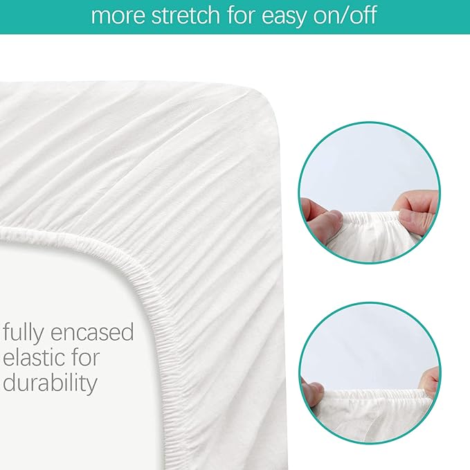 Bassinet Sheets Fit for Graco Sense2Snooze Bassinet and SNOO Smart Sleeper Baby Bassinet, 100% Cotton, 2 Pack, Ultra Soft Bassinet Sheet, White and Pink