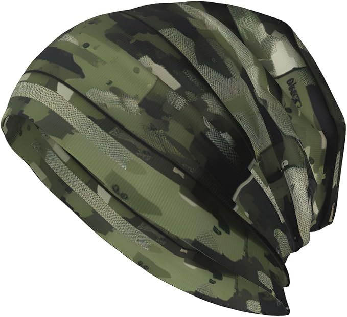 YANYU Digital Camo Print Soft Beanie Hat for Men Women Warm Fashion Cap for Jogging Cycling Gift Outdoor Use Black