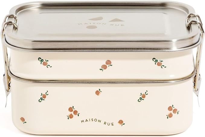 Maison Rue Lunch Box | Stainless Steel Lunch Container | Metal Bento Box | Leak-Proof 3 Compartments