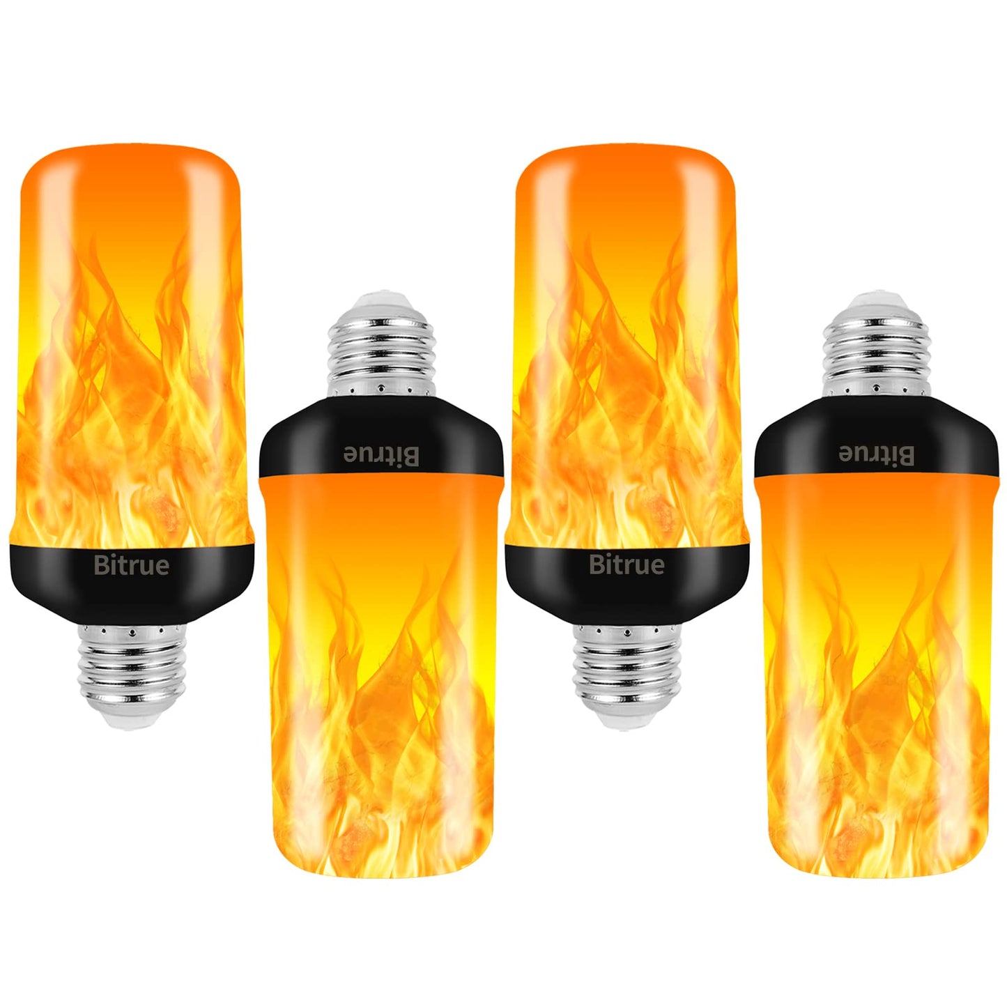 Bitrue LED Flame Effect Light Bulb, E26 Base, 4 Modes, Gravity Sensor, 4 Count Pack, FPC+LED Material