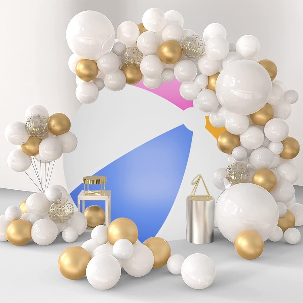 Leyiyi 7.5x7.5ft Beach Ball Round Backdrop Cover Polyester Swimming Pool Ball Backdrop for Pool Party Summer Beach Ball Decoration Newborn Kids Birthday Party Cake Table Banner Photo Booth Props