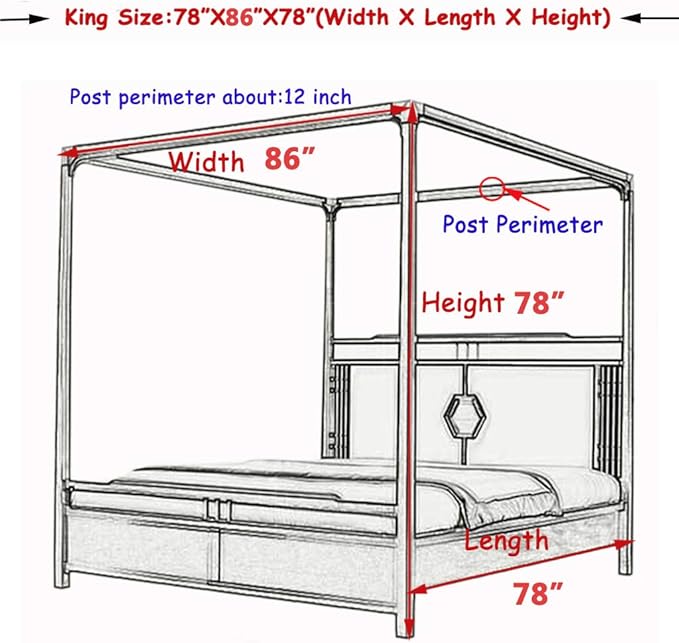 Elegant Lace Princess 4 Corner Post Mosquito Net Romantic for Girls Women Bed Curtain Canopy for Adult Wedding Bedroom Kids Rooms Decoration (Color-B, King)