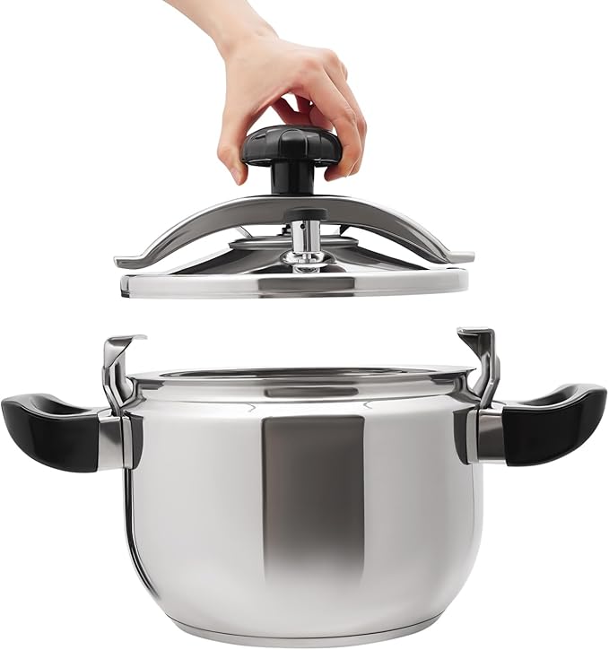 7.4QT Stainless Steel Pressure Cooker, 60Kpa Large Steamer Cooking Pressure Canners, Safety Valves, Compatible with Induction and Gas Stovetops for Family or Commercial