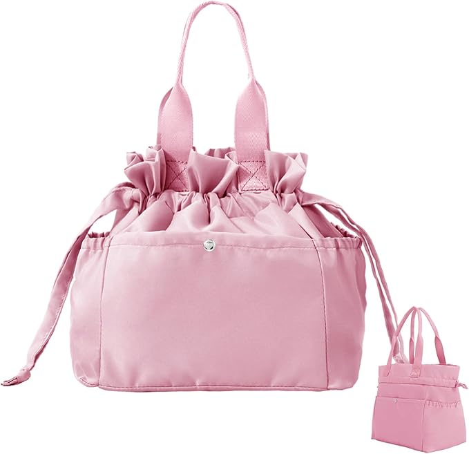 MEXS Lunch Bag for Women Reusable Drawstring Insulated Lunch Box Stain-Resistant Large Cinch Closure Lunch Bags for Work Office