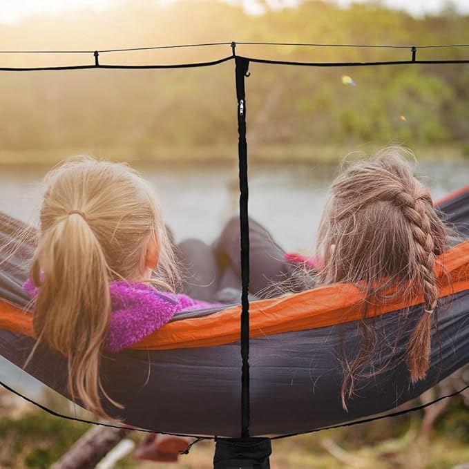 Hammock Net Camping Mosquito Net, No See Ums & Repels Insect, Polyester Netting for 360 Degree Protection, Double Sided Zipper for Easy Access Fits for All Camping Hammocks(Black)