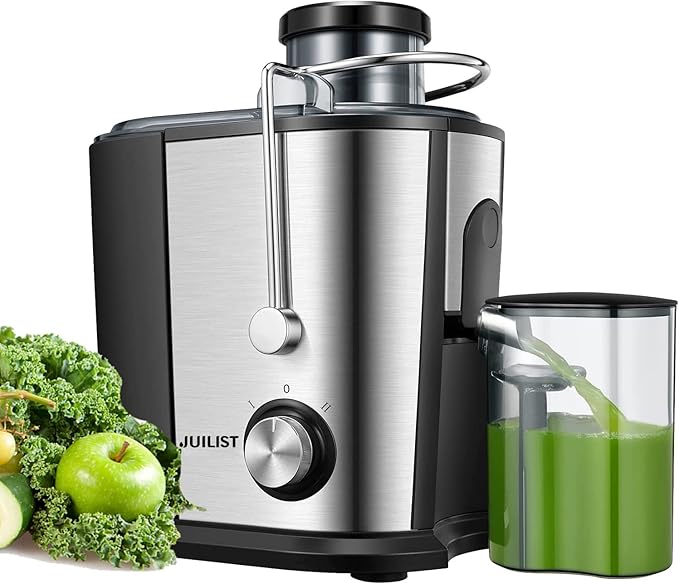 Juicer Machines with Anti-drip & Anti-slip Function, Centrifugal Juicer Whole Fruit and Vegetable with 3-inch Wide Food Chute, 2 Speeds, Recipe Included, Easy to Clean