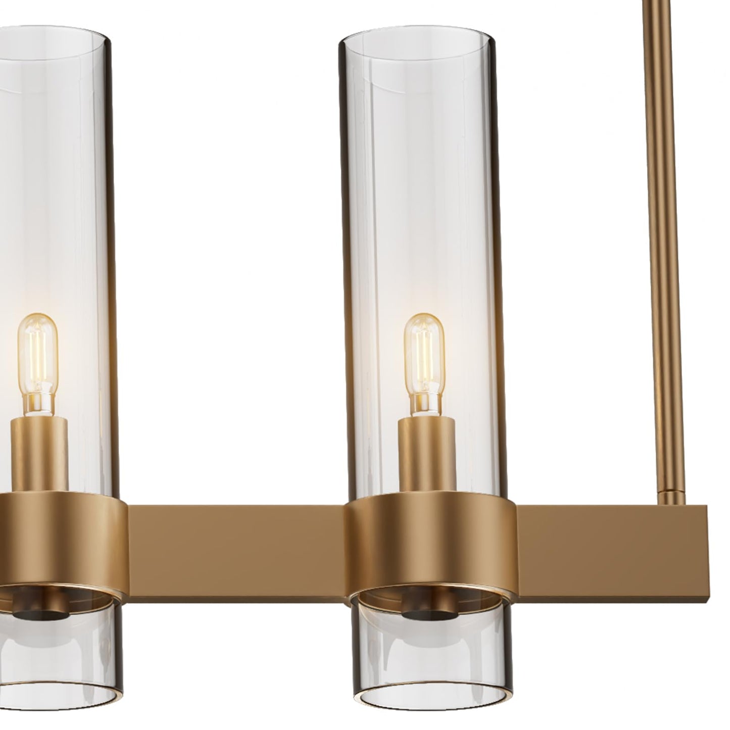 Yiosi Brass Kitchen Island Lighting- 7-Light Linear Chandelier  Adjustable 47 Modern Farmhouse Rectangle Pendant Light Fixtures  Dining Room  Bedroom