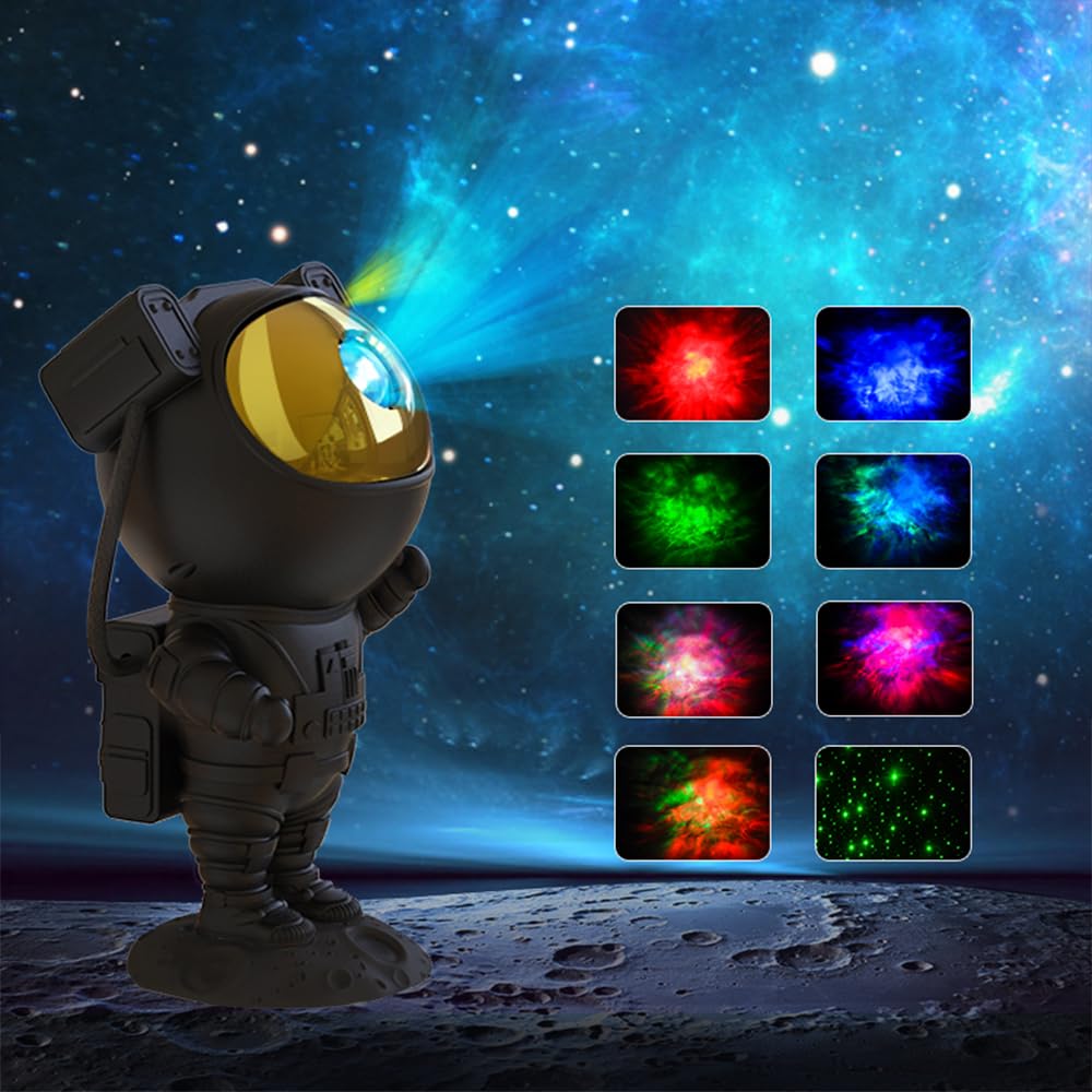 Sfour Star Projector Led Lamp - Galaxy Night Light, Astronaut Design, Black Gold, Remote & Timer, Ideal For Kids & mature-themeds, Model A-S-123