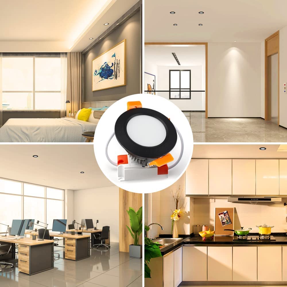 Ledlightsworld 2 Inch Dimmable Led Recessed Downlight, 3W (35W Equivalent), 3000K Warm White, Black, Aluminum, Model Btd-Ww
