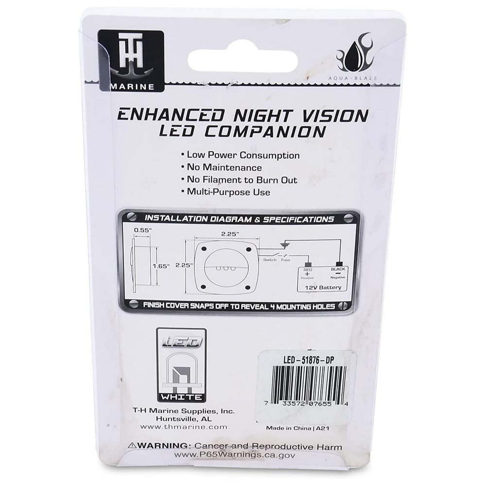 T-H Marine LED Courtesy Light - Square, Low Power Draw, Multi-Purpose, White, Model LED-51876-DP