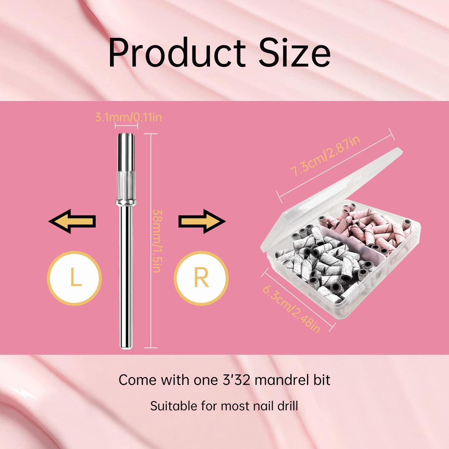 Nail Drill Bit Small Sanding Bands, CORFULRA Mini Sanding Bands with 2 Mandrel Bits, 100Pcs #150#240 Grit Nail File for Acrylic