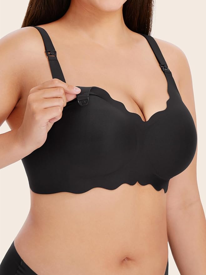 Angelhood Nursing Bras for Breastfeeding Ultra Comfort Seamless Maternity Bra Wireless Pregnancy Bralette with Bra Extender