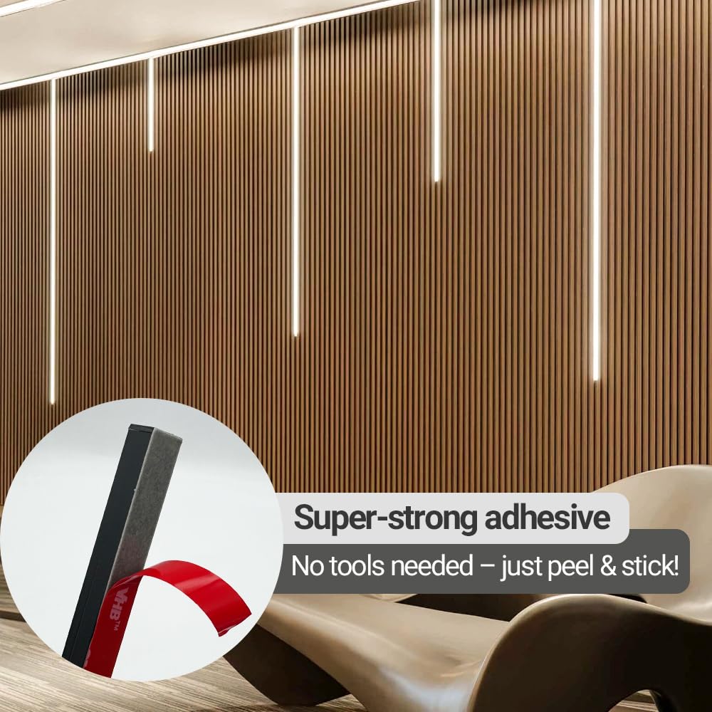 Hamrvl Black Led Recessed Lighting Kit - 6 Pcs Dc12V White Led Light With Smart Switch Adapter 3000K Self-Adhesive Wall Panel Lights For Wood Slat Wall Panels Headboards Stairs Under Cabinet Lighting