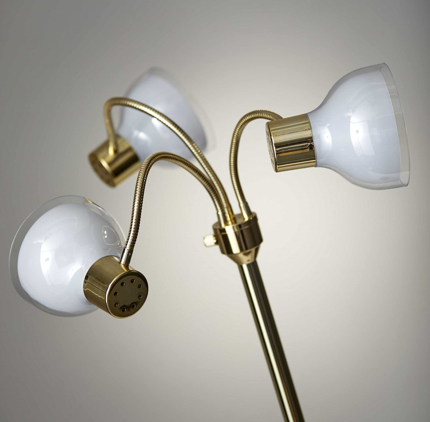 HomeRoots 3-Arm Floor Lamp, Gold Metal, 30in W x 30in D x 69in H