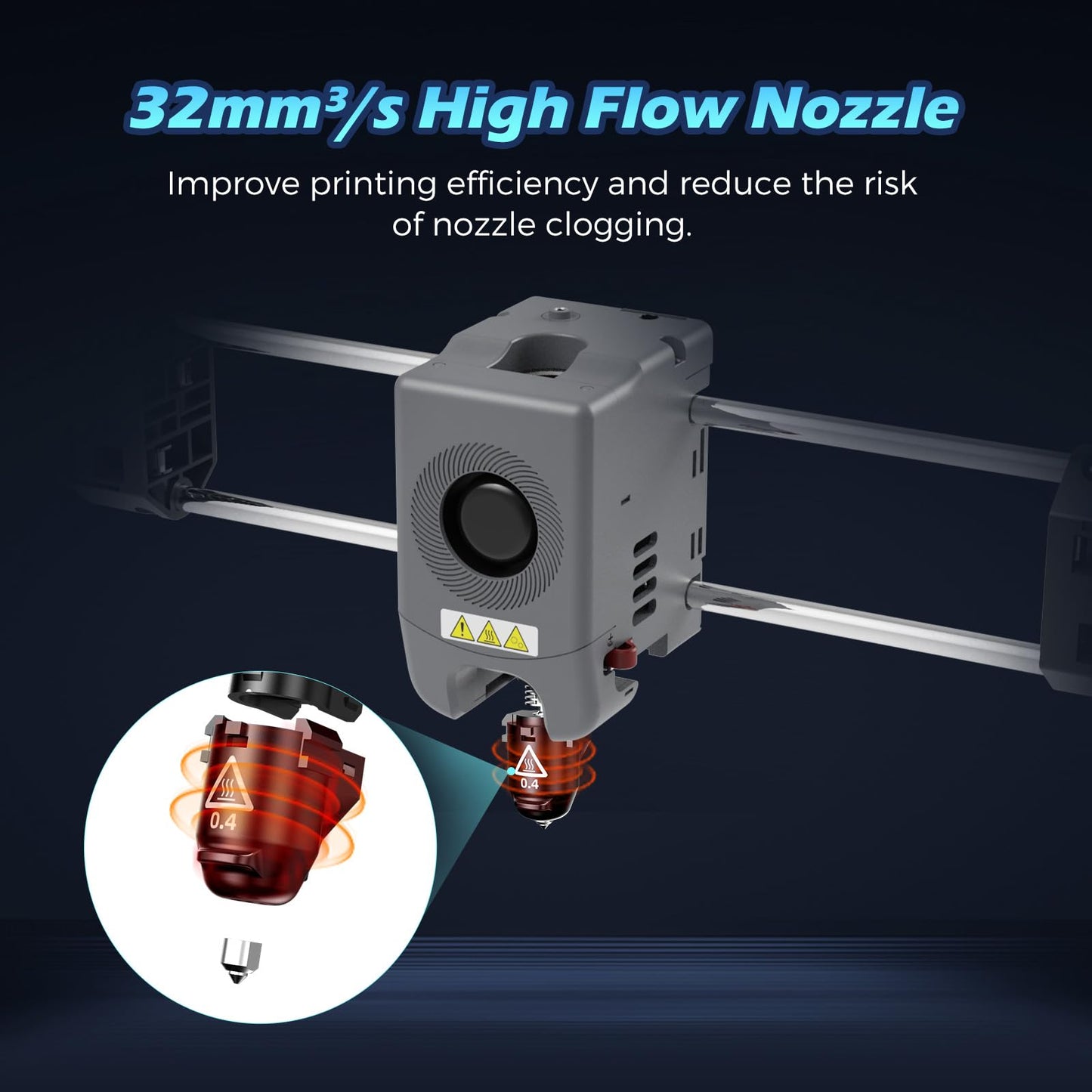FLASHFORGE Adventurer 5M Nozzle, 0.4mm 280℃ High Flow 32mm³/s Nozzle for Stable High-Speed Printing, Adventurer 5M Pro Hotend, 3S Quick-Detachable Nozzle